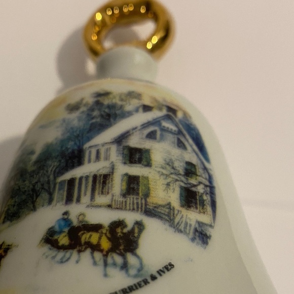 Winter Scene Decorative Bell with Gold Handle - Picture 3 of 3